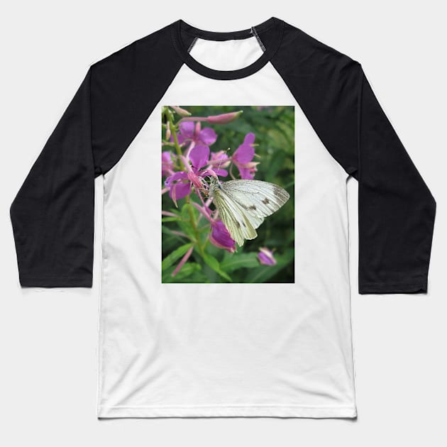 The Cabbage White Butterfly Baseball T-Shirt by MagsWilliamson